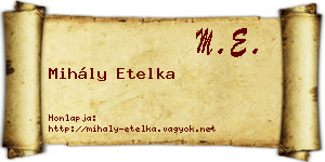 Mihály Etelka névjegykártya